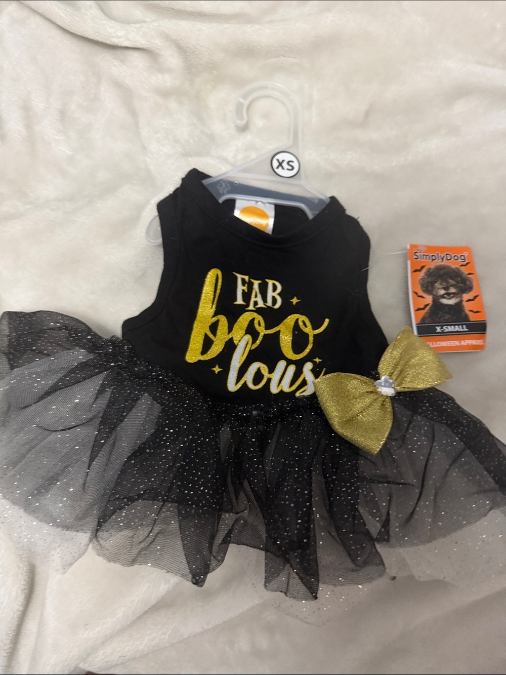 Simplydog "Fab Boo Lous" Black & Gold Halloween Tutu dog Costume size xsmall